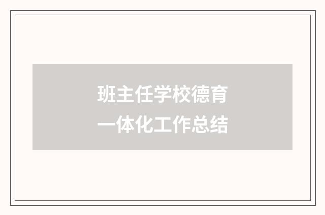 班主任学校德育一体化工作总结