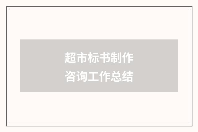 超市标书制作咨询工作总结