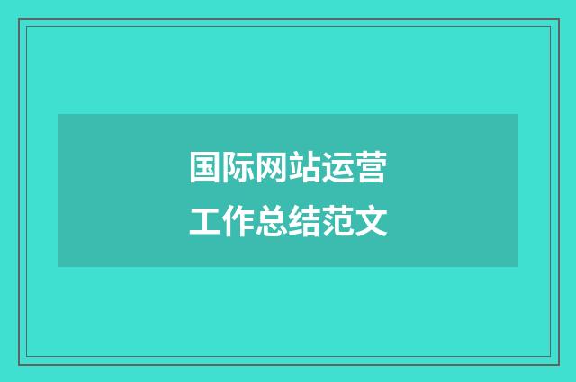 国际网站运营工作总结范文