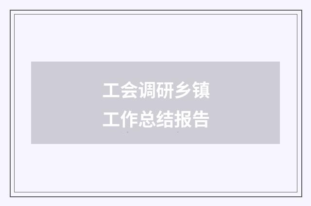 工会调研乡镇工作总结报告