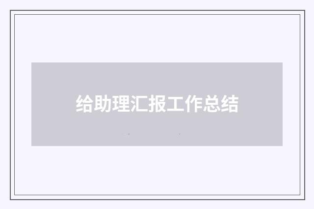 给助理汇报工作总结