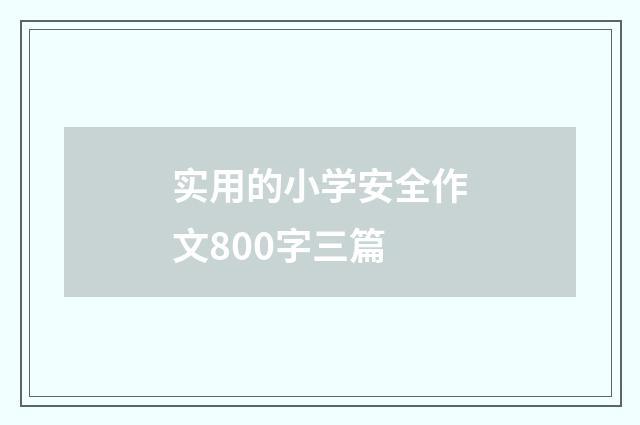 实用的小学安全作文800字三篇