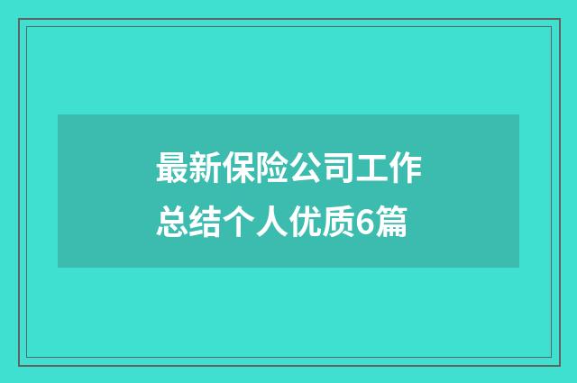 最新保险公司工作总结个人优质6篇