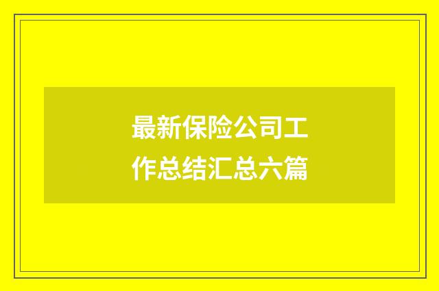 最新保险公司工作总结汇总六篇