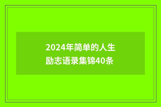 2024年简单的人生励志语录集锦40条