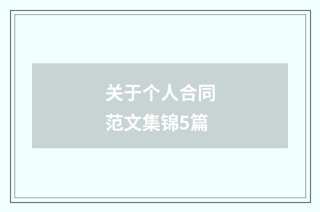 关于个人合同范文集锦5篇