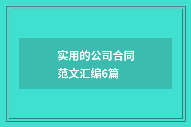 实用的公司合同范文汇编6篇