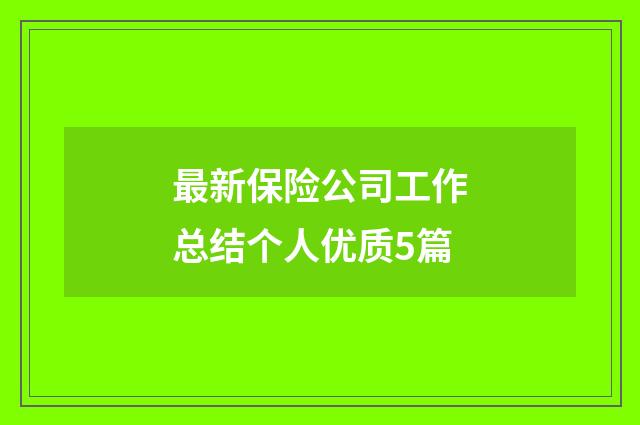 最新保险公司工作总结个人优质5篇