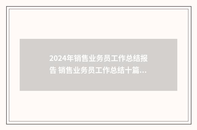 2024年销售业务员工作总结报告 销售业务员工作总结十篇模板