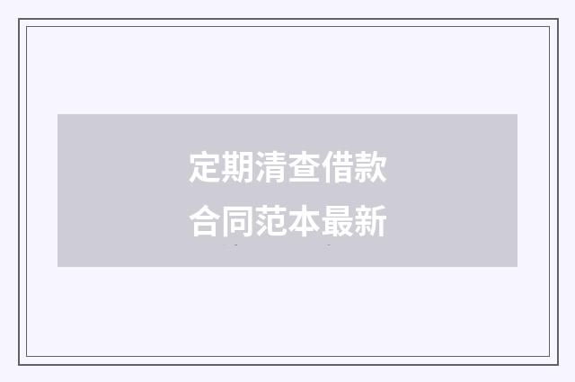 定期清查借款合同范本最新