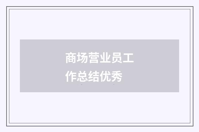商场营业员工作总结优秀
