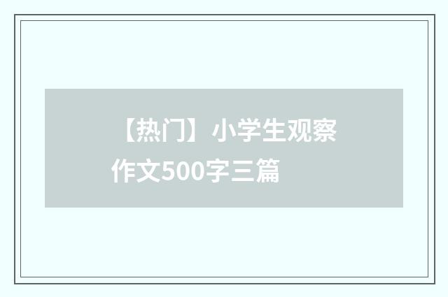 【热门】小学生观察作文500字三篇