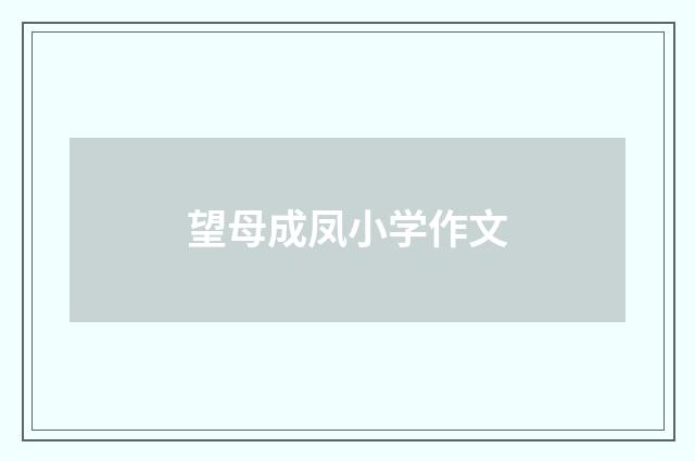 望母成凤小学作文