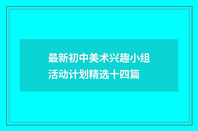 最新初中美术兴趣小组活动计划精选十四篇