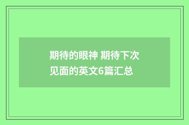 期待的眼神 期待下次见面的英文6篇汇总