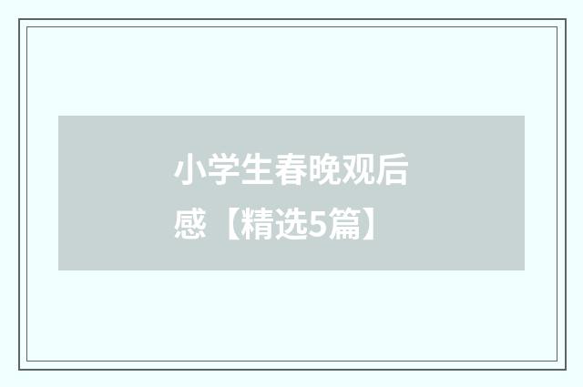 小学生春晚观后感【精选5篇】