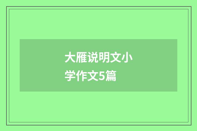 大雁说明文小学作文5篇