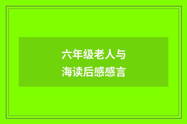 六年级老人与海读后感感言