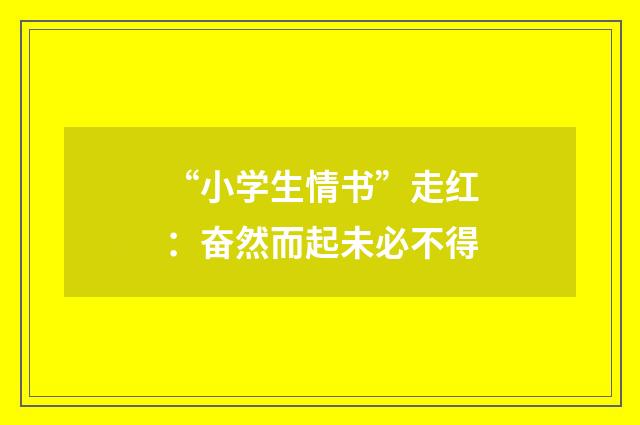 “小学生情书”走红：奋然而起未必不得