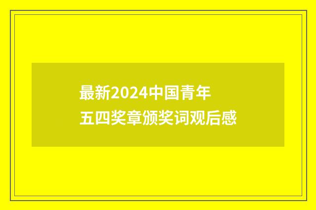 最新2024中国青年五四奖章颁奖词观后感