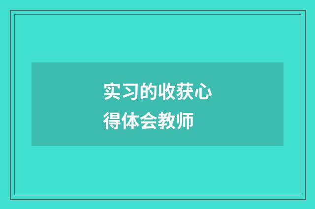 实习的收获心得体会教师