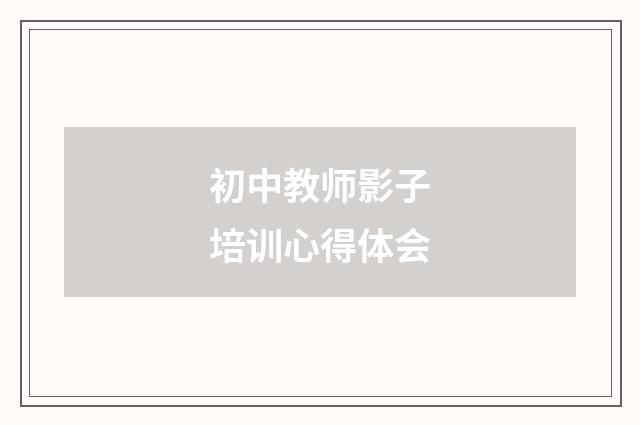初中教师影子培训心得体会