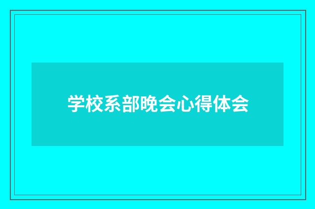 学校系部晚会心得体会