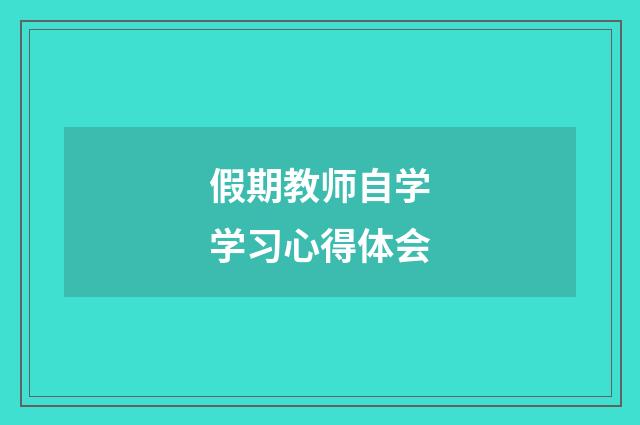 假期教师自学学习心得体会