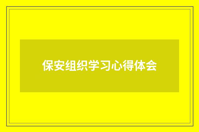 保安组织学习心得体会
