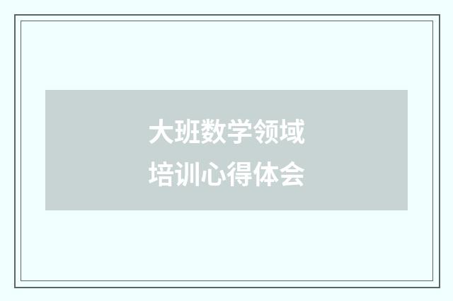 大班数学领域培训心得体会