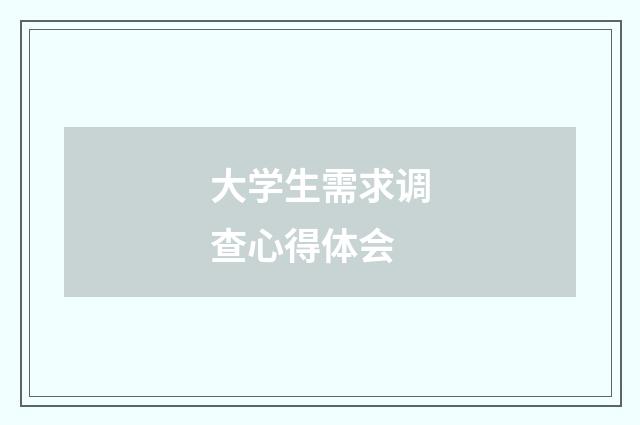 大学生需求调查心得体会
