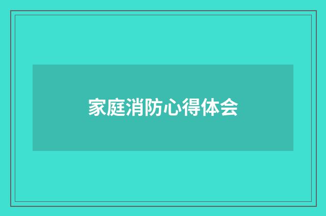 家庭消防心得体会