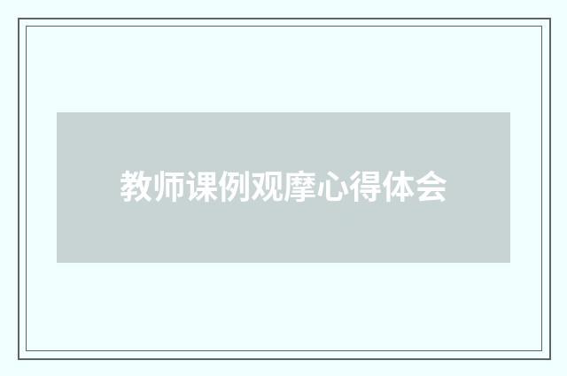 教师课例观摩心得体会