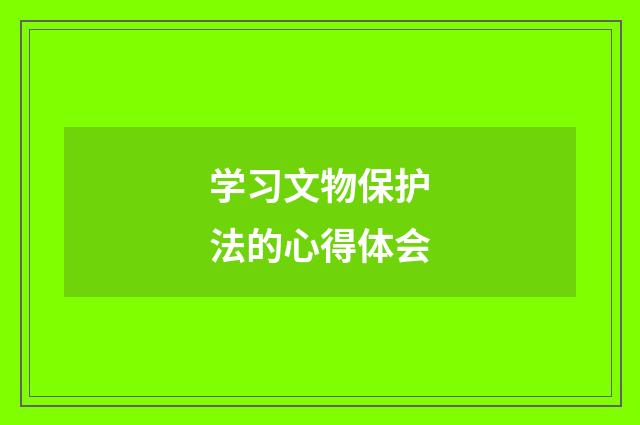 学习文物保护法的心得体会