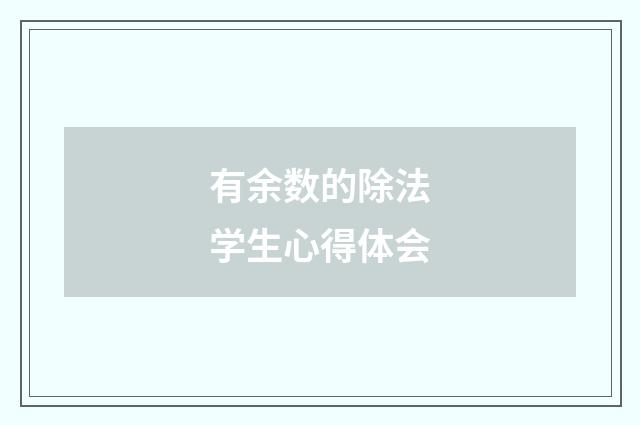 有余数的除法学生心得体会