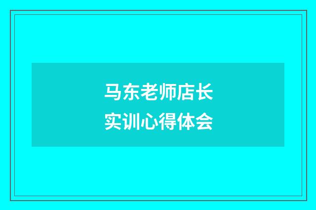 马东老师店长实训心得体会