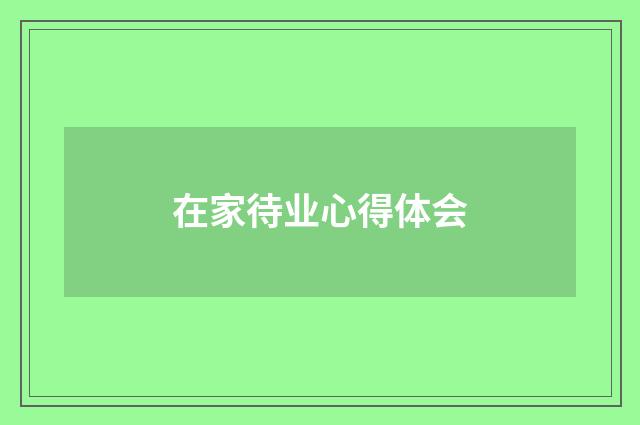 在家待业心得体会