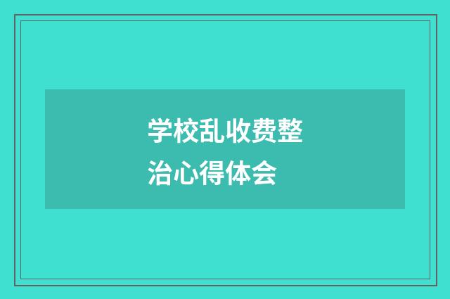 学校乱收费整治心得体会