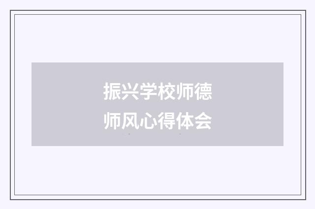 振兴学校师德师风心得体会