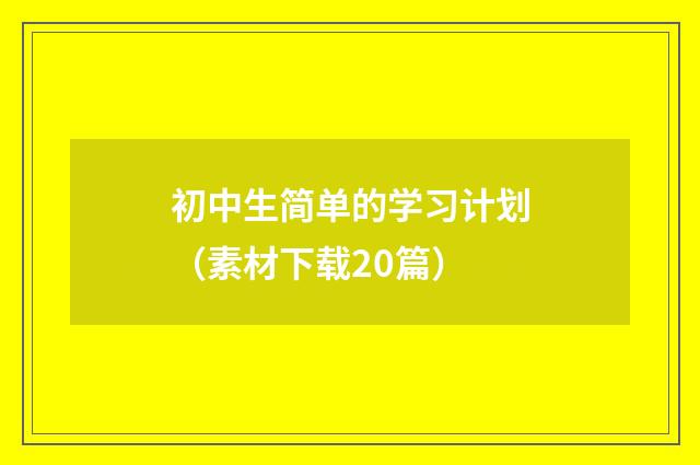 初中生简单的学习计划（素材下载20篇）