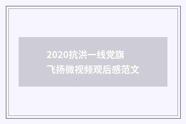 2020抗洪一线党旗飞扬微视频观后感范文