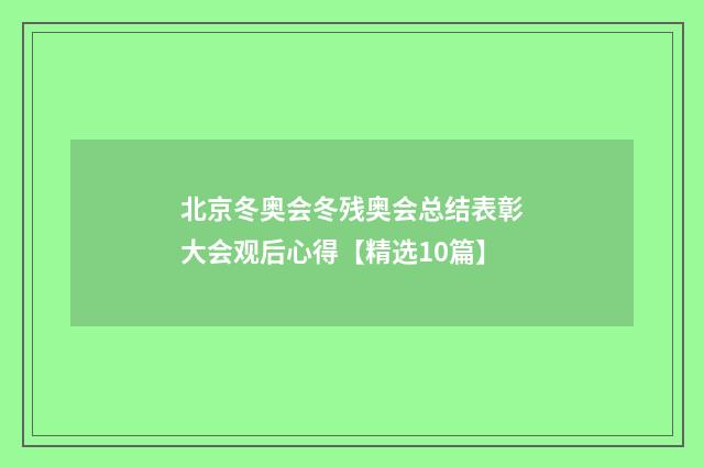北京冬奥会冬残奥会总结表彰大会观后心得【精选10篇】