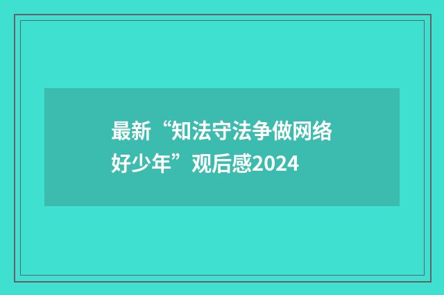 最新“知法守法争做网络好少年”观后感2024