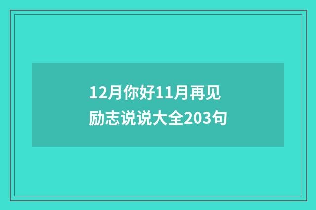 12月你好11月再见励志说说大全203句