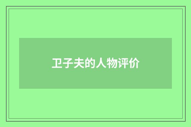 卫子夫的人物评价