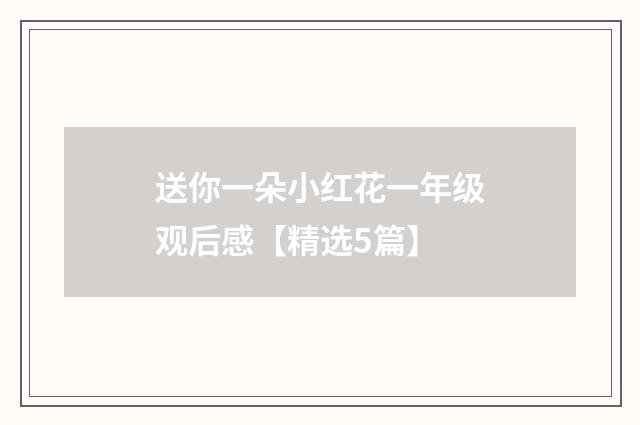 送你一朵小红花一年级观后感【精选5篇】