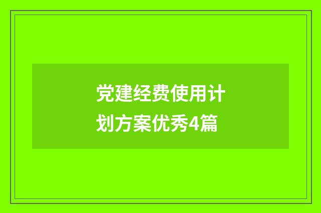 党建经费使用计划方案优秀4篇