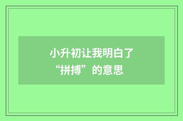 小升初让我明白了“拼搏”的意思