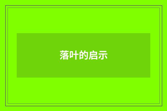 落叶的启示