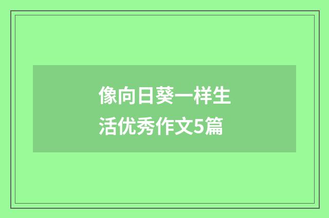 像向日葵一样生活优秀作文5篇